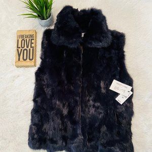 🎉HPx2🎉 Surell for Bloomingdales Deep Navy Rabbit Fur Vest - STUNNING!